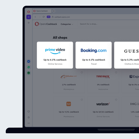 Cashback from major shops