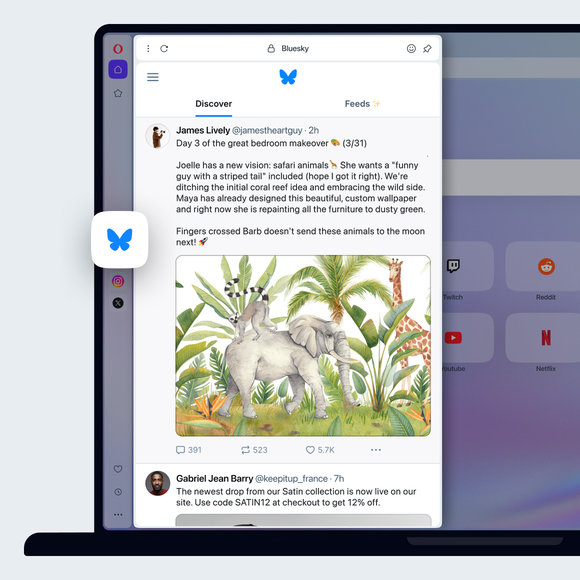 Bluesky in Opera’s sidebar