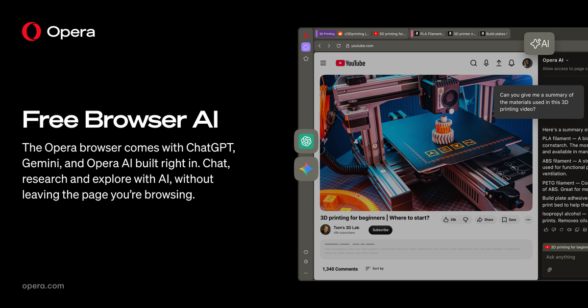 OperaブラウザのAI | ChatGPT、Gemini、Opera AI | Opera