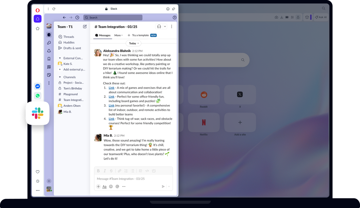 Slack in Opera