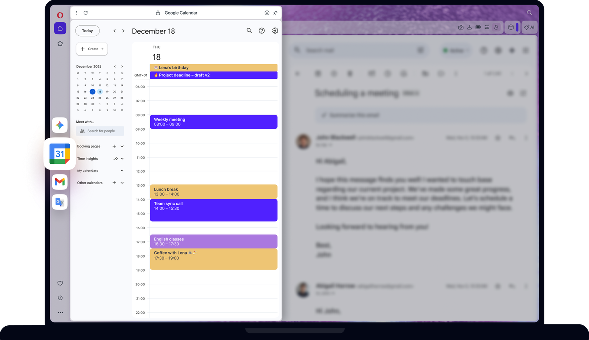 Google Services in the sidebar