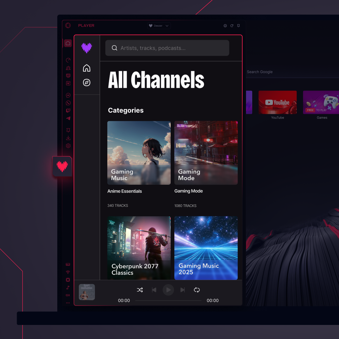 Deezer Log In Deezer in GX | Play Deezer from your browser sidebar | Opera GX