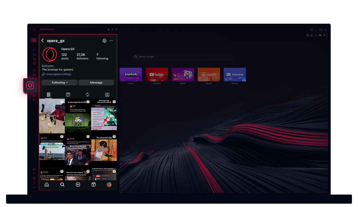 Инстаграм в GX