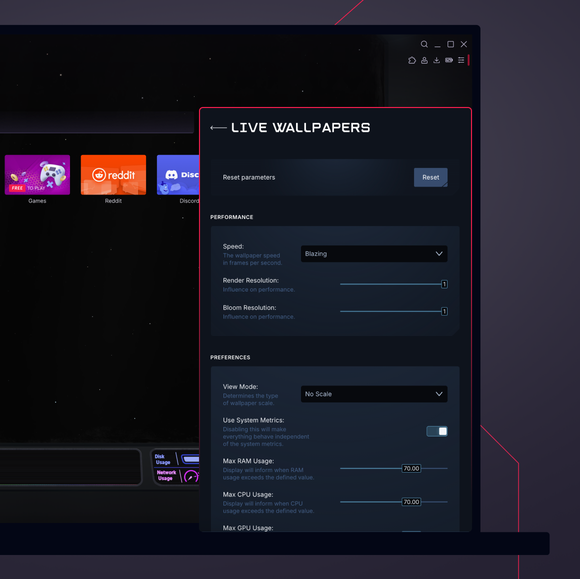 System stats on screen