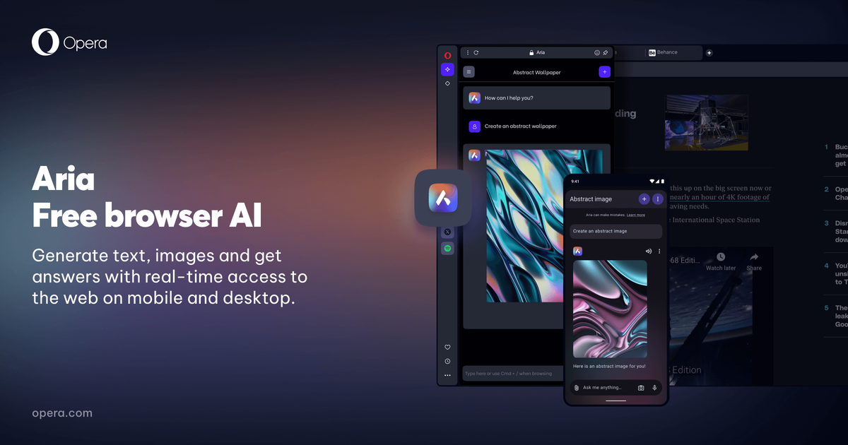 Aria browser AI | Free AI with real-time web access | Opera