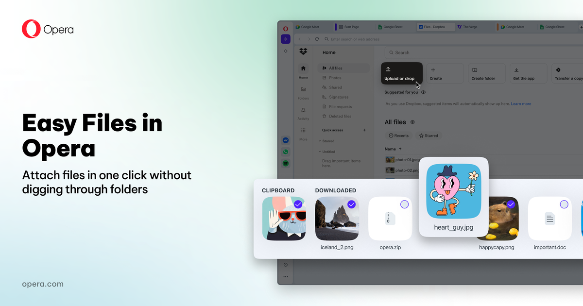 Easy Files in Opera | Attach files without fuss | Opera Browser