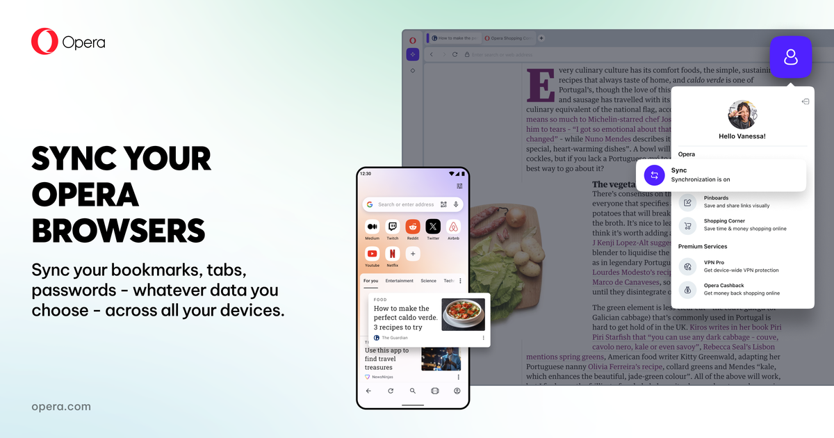 Sync browsing data in the Opera browser Opera Browser