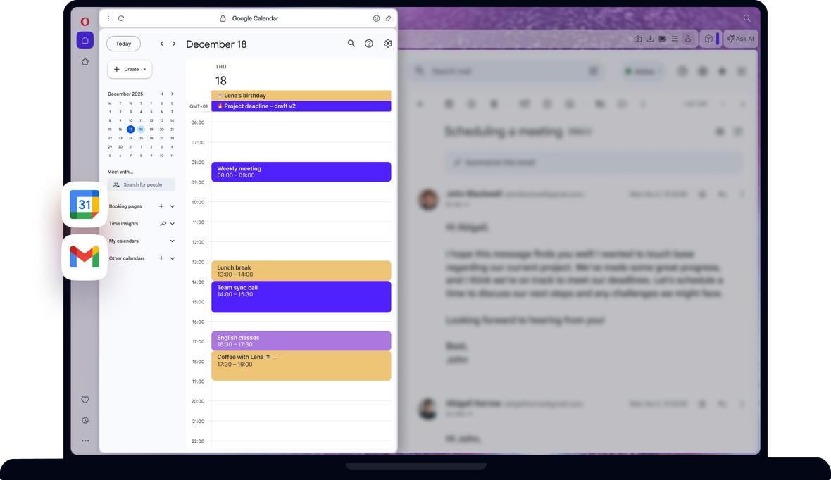 Usługi Google na pasku bocznym