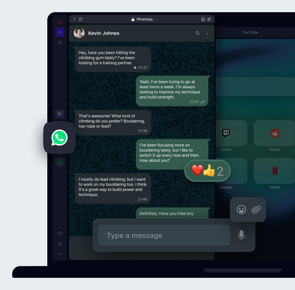 WhatsApp nel browser Opera