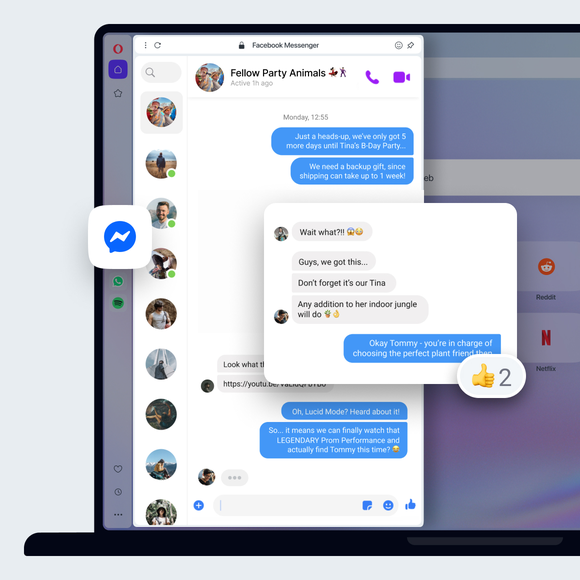 Opera 브라우저에서 메신저에 로그인하기만 하면 됩니다.